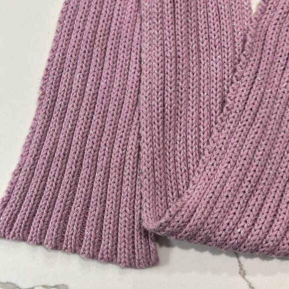 Shrinking Violet | Girls Cable Knit Purple Silver Glitter Sweater Dress - Picture 11 of 15